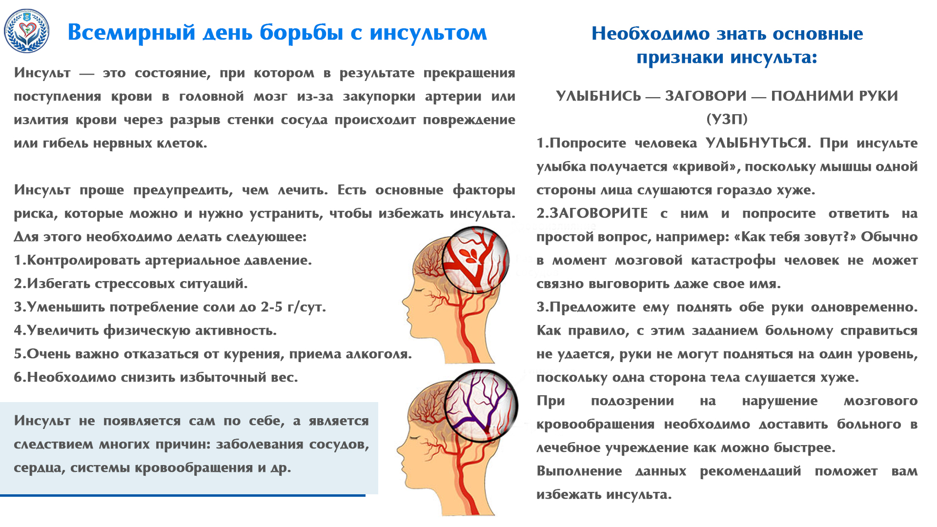 Ежегодно 29 октября во всём мире отмечается Всемирный день борьбы с инсультом.