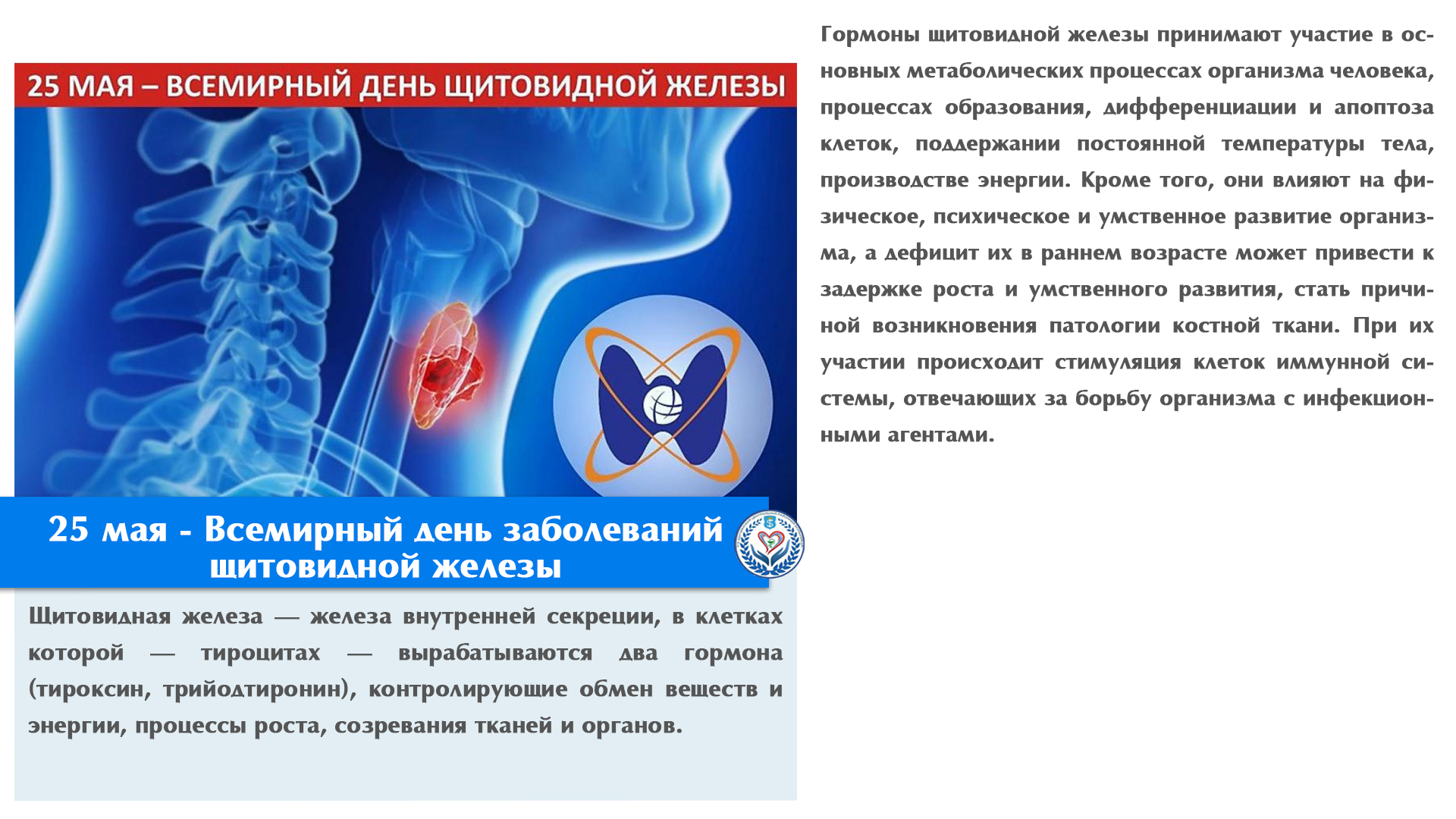 25 мая - Всемирный день заболеваний  щитовидной железы